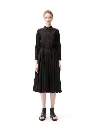 Flared String Shirt Long Dress Black - MONOPHOBIA - BALAAN 1