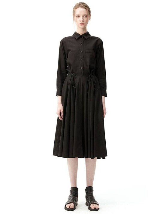 FLARED STRING LONG SHIRT DRESS flare shirt dress - MONOPHOBIA - BALAAN 2