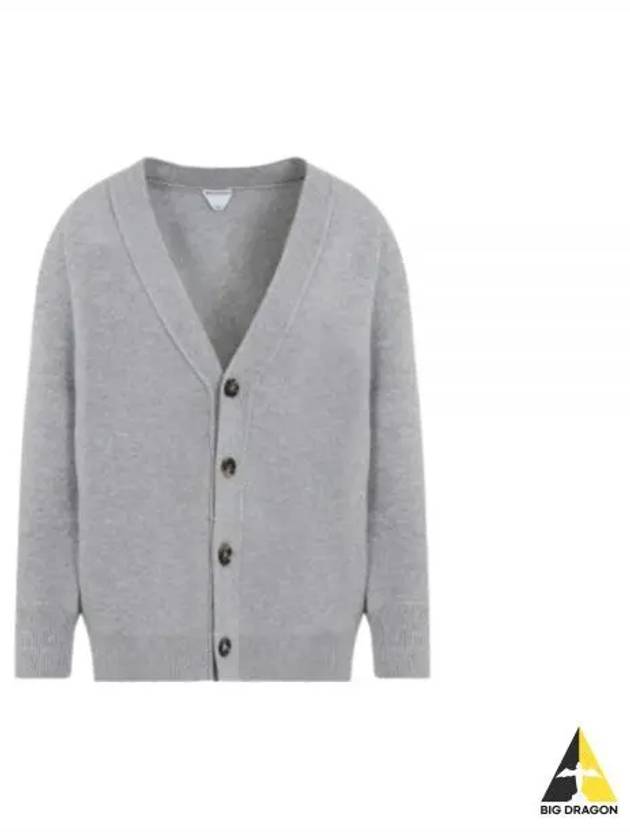 Intrecciato Leather Patch Cardigan Light Grey Melange - BOTTEGA VENETA - BALAAN 2