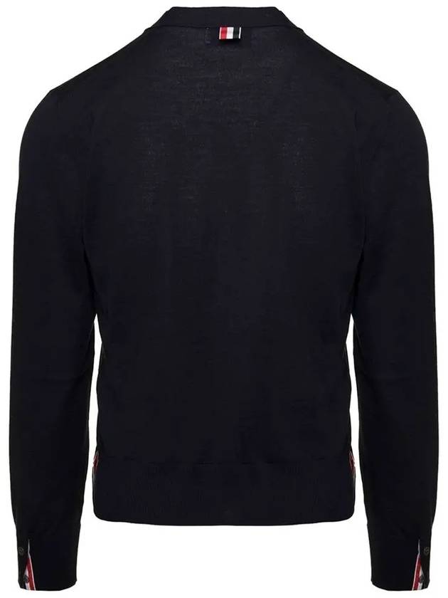 Men's Jersey Stitch V-Neck Cardigan Navy - THOM BROWNE - BALAAN 3