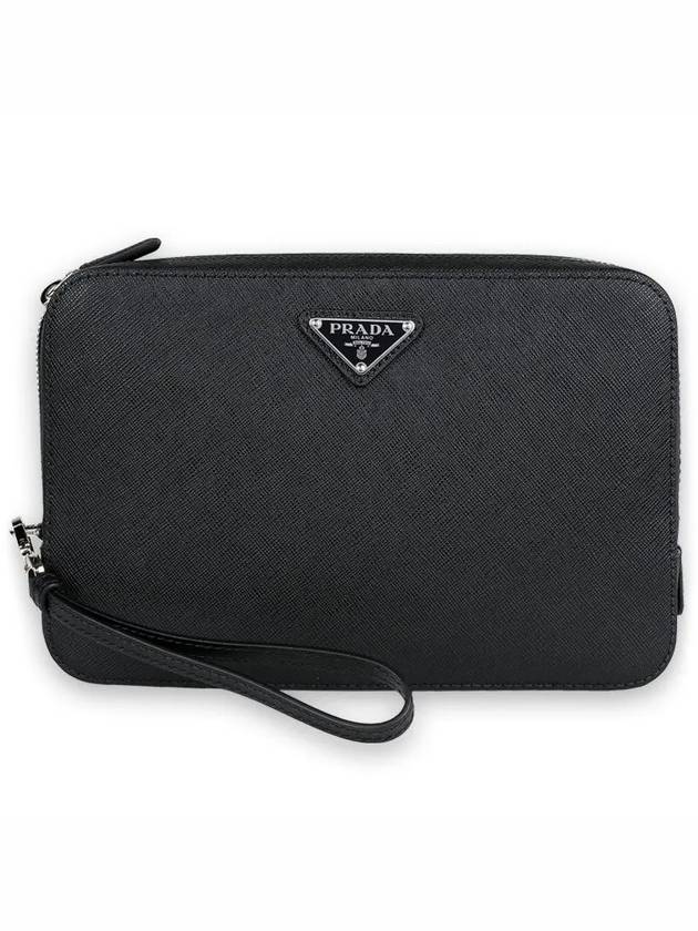 Triangle Logo Clutch Bag Black - PRADA - BALAAN 3