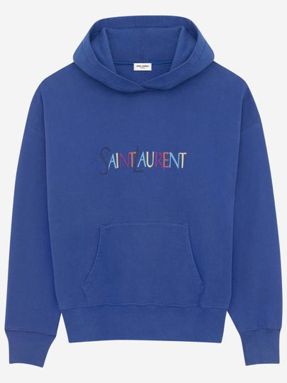 Women's Logo Hoodie Blue - SAINT LAURENT - BALAAN 2