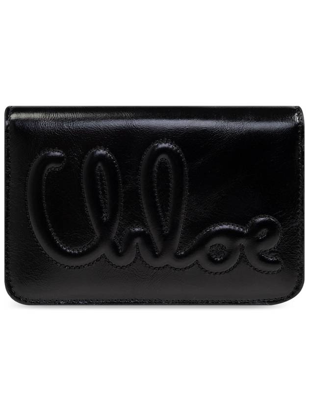 Chloé Leather Wallet With Logo, Women's, Black - CHLOE - BALAAN 1