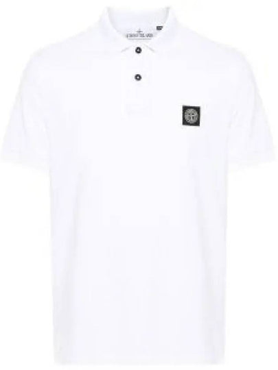 Pique Stretch Cotton Short Sleeve Polo Shirt White - STONE ISLAND - BALAAN 2