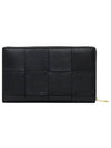 Intrecciato Zipper Around Long Wallet Black - BOTTEGA VENETA - BALAAN 7