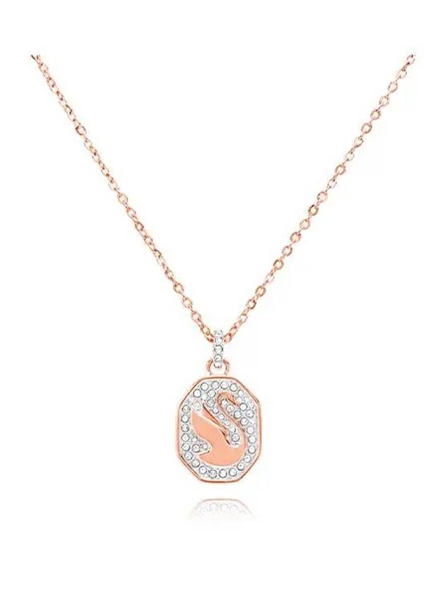 Swan Octagon Emblem Pendant Long Necklace Rose Gold - SWAROVSKI - BALAAN 4