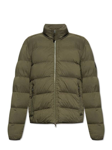 Logo Patch High Neck Padding Jacket Green - STONE ISLAND - BALAAN 1