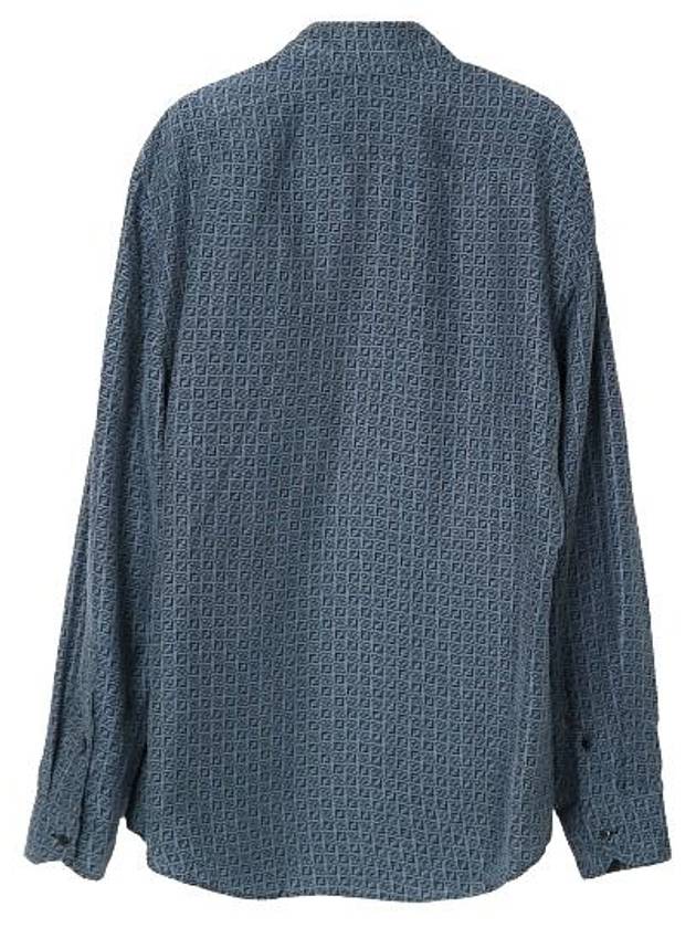 Men's Silk Long Sleeve Shirt Blue - FENDI - BALAAN 3