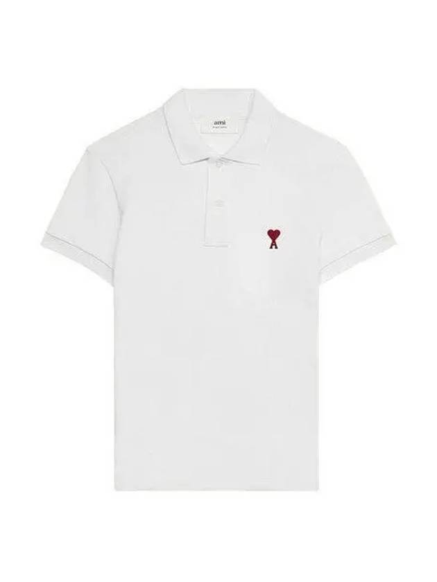 Heart Logo Polo Shirt White - AMI - BALAAN 2