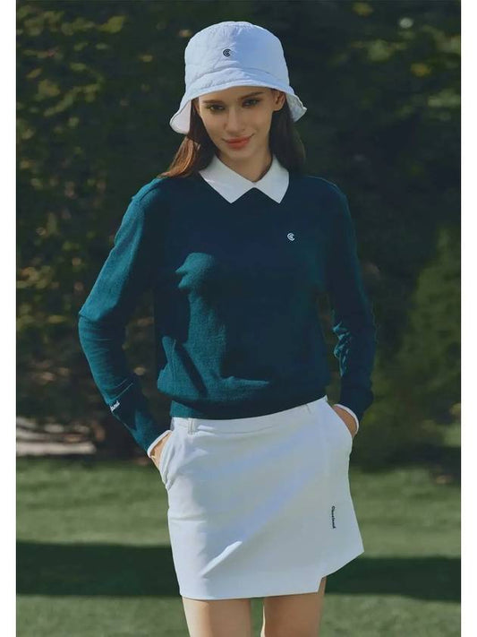 Women s Soft Touch Collar Combined Knit Pullover Green - CLEVELAND GOLF - BALAAN 2