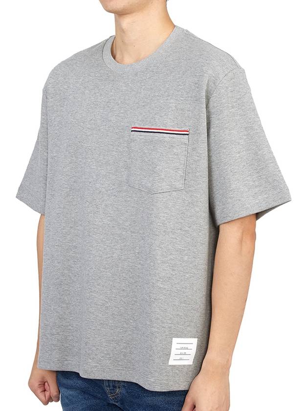 Cotton Oversized Pocket Short Sleeve T-Shirt Light Grey - THOM BROWNE - BALAAN 3