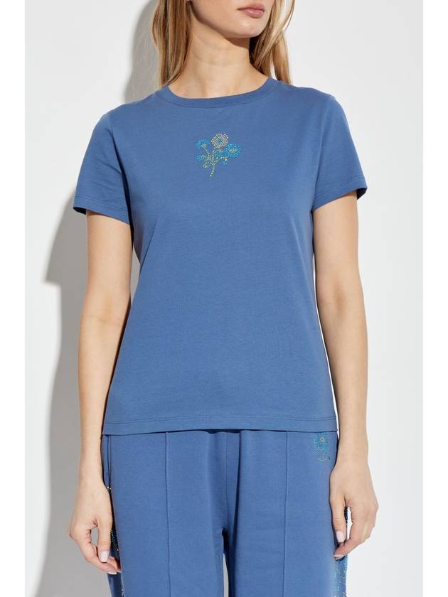 Kenzo T-shirt With Shimmering Appliqués, Women's, Blue - KENZO - BALAAN 3