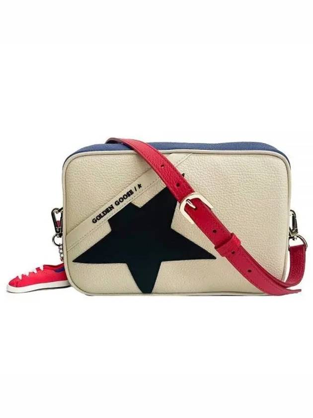 Hammered Leather Star Camera Cross Bag Beige Black - GOLDEN GOOSE - BALAAN 2