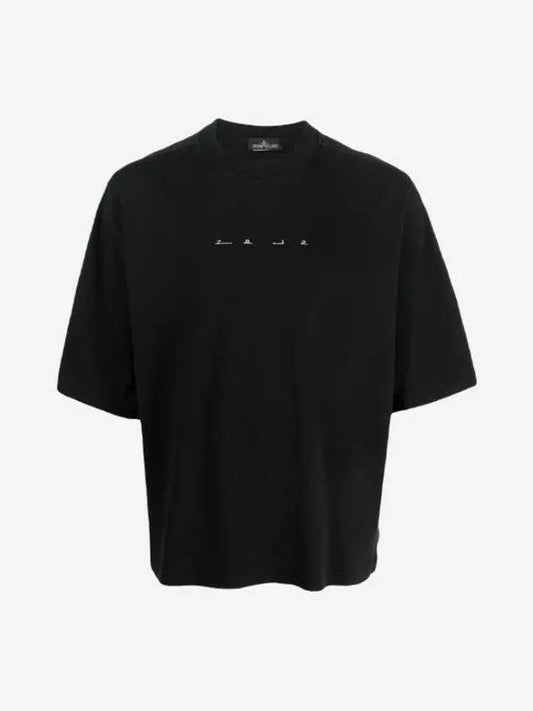 Shadow Project Graphic Interlock Mako Cotton Short Sleeve T-Shirt Black - STONE ISLAND - BALAAN 2