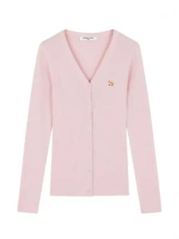 Baby Fox Patch Fine Ribbed Cardigan Pale Pink - MAISON KITSUNE - BALAAN 2