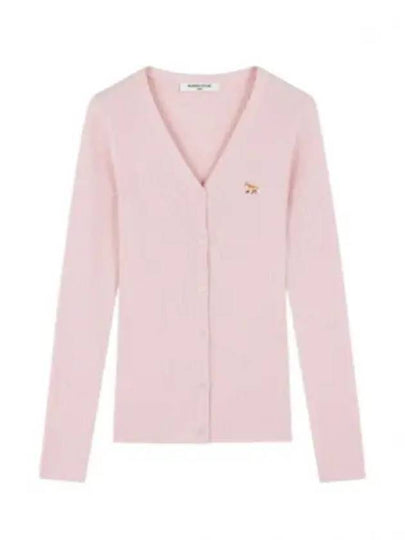 Baby Fox Patch Fine Ribbed Cardigan Pale Pink - MAISON KITSUNE - BALAAN 2