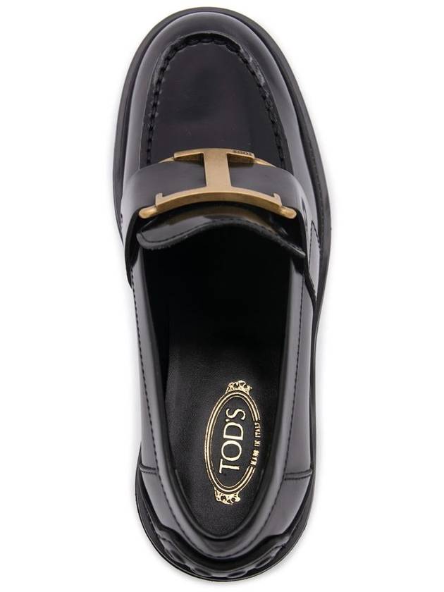 T Logo Leather Loafer Heels Black - TOD'S - BALAAN 5