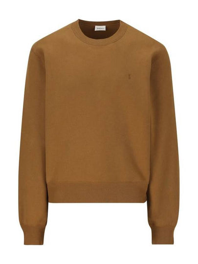 Embroidered logo knit top brown - SAINT LAURENT - BALAAN 2