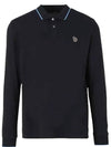 Zebra Patch Regular Fit Long Sleeve Polo Shirt Navy - PAUL SMITH - BALAAN 1