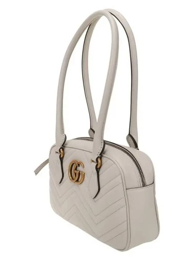 GG Marmont Leather Small Top Handle Shoulder Bag Light Grey - GUCCI - BALAAN 3