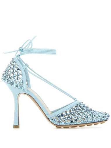 LIGHT BLUE Pastel light blue mesh Stretch sandals 667206V0GU1 4545 - BOTTEGA VENETA - BALAAN 1