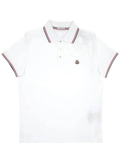 Small Logo Patch Short Sleeve Cotton Polo Shirt White - MONCLER - BALAAN 2