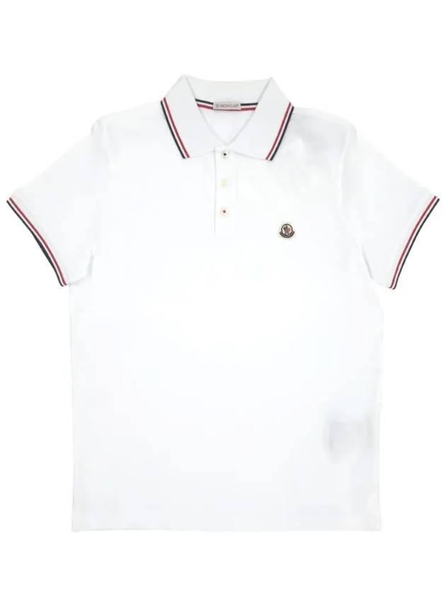 Small Logo Patch Short Sleeve Cotton Polo Shirt White - MONCLER - BALAAN 3