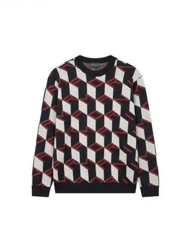 Men s logo color combination pattern crew neck knit black 271864 - EMPORIO ARMANI - BALAAN 1