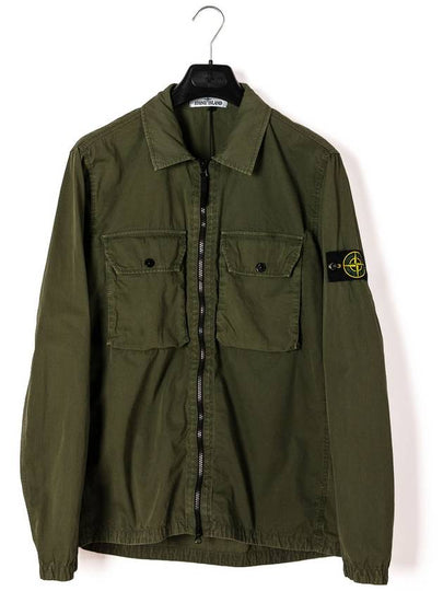 Waffen Patch Two Pocket Cotton Over Zip Up Jacket Sage Green - STONE ISLAND - BALAAN 2