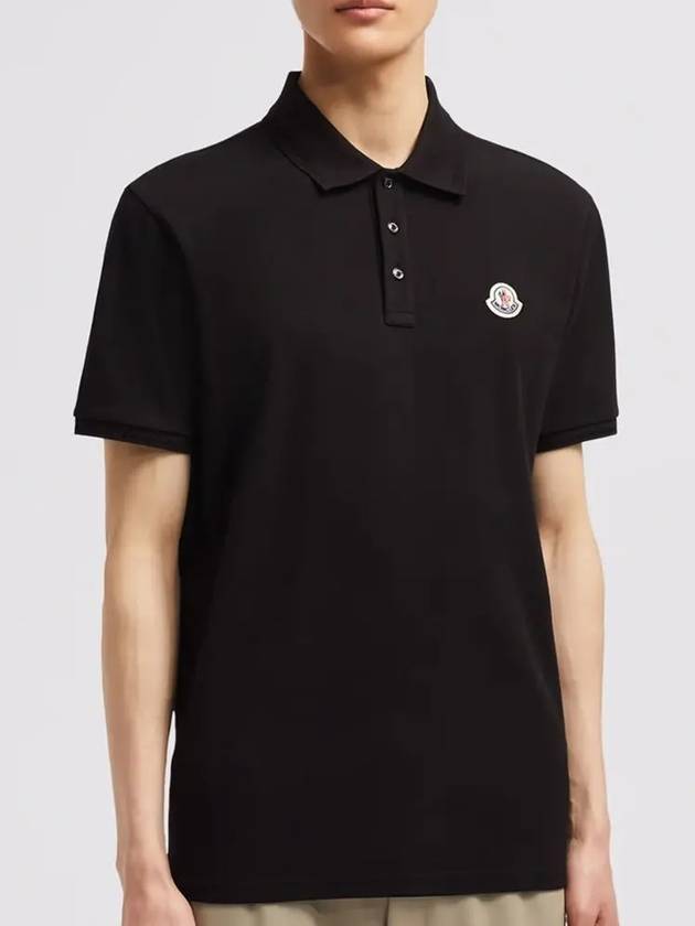 Logo Patch Short Sleeve Polo Shirt Black - MONCLER - BALAAN 4