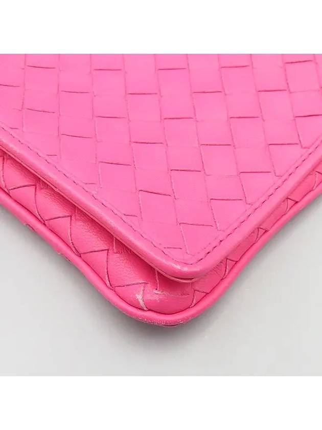 570183 Pink leather intrecciato flap cross bag - BOTTEGA VENETA - BALAAN 4