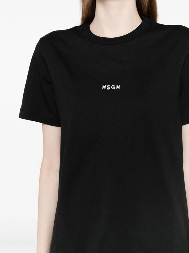 Micro Brushed Logo Cotton Short Sleeve T-Shirt Black - MSGM - BALAAN 2