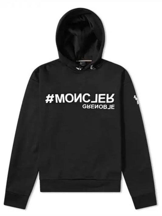 Grenoble patch logo printing hooded sweatshirt black men s hoodie 233386 - MONCLER - BALAAN 1