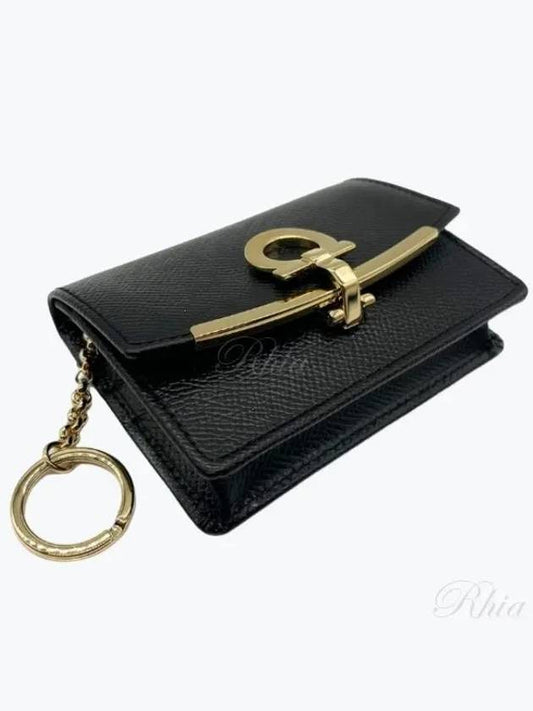 Gancini Calfskin Card Wallet Black - SALVATORE FERRAGAMO - BALAAN 2