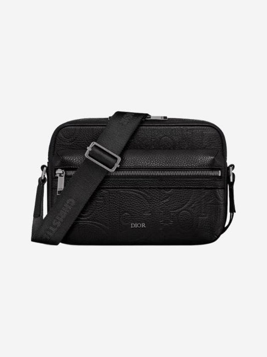 Rider 2.0 Zipped Grained Kapskin Messenger Bag Black - DIOR - BALAAN 1