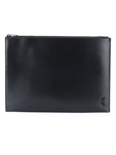 Monogram Logo Tiny Large Clutch Bag Black - SAINT LAURENT - BALAAN 1