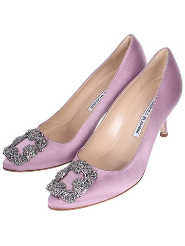 Women s Hangisi Satin Zwell Buckle Pumps Purple 70mm 9XX 0662 0056 510 - MANOLO BLAHNIK - BALAAN 1