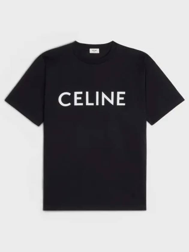 Logo Print Cotton Short Sleeve T-shirt Black - CELINE - BALAAN 2