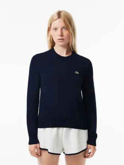 Cotton Crew Neck Knit Top Navy - LACOSTE - BALAAN 2