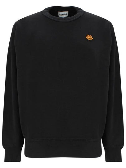 Tiger Logo Patch Cotton Sweatshirt Black - KENZO - BALAAN 2