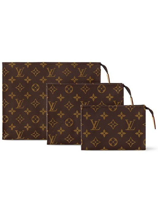 Trio Toilet Monogram Coated Canvas Pouch Bag Brown - LOUIS VUITTON - BALAAN 2