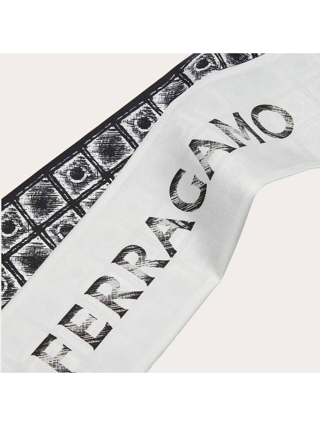 Graffiti Print Silk Bandeau Scarf Black Ivory - SALVATORE FERRAGAMO - BALAAN 4