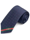 Double G Horsebit Jacquard Slim Silk Necktie Midnight Blue - GUCCI - BALAAN.