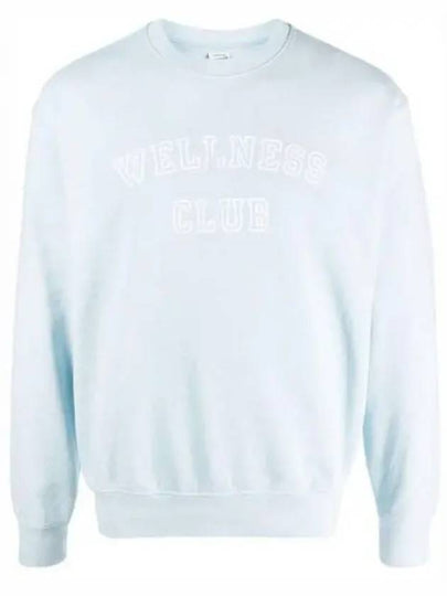 Wellness Club Flock Crew Neck Cotton Sweatshirt Baby Blue - SPORTY & RICH - BALAAN 2