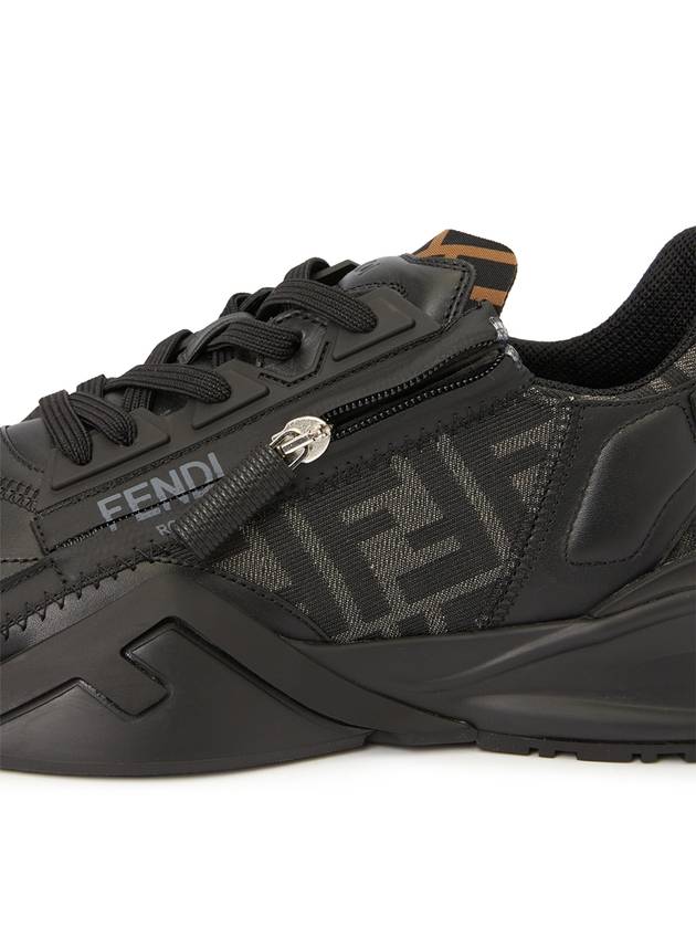 Flow FF Jacquard Leather Running Low Top Sneakers Black - FENDI - BALAAN 9