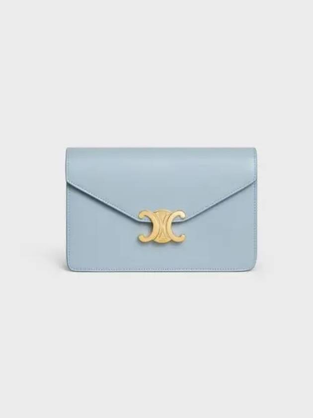 Triomphe Chain Shiny Calfskin Half Wallet Light Blue - CELINE - BALAAN 2