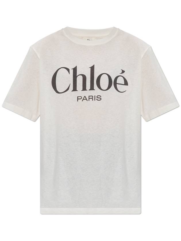 Chloé Printed T-shirt, Women's, Cream - CHLOE - BALAAN 1