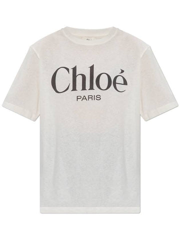 Chloé Printed T-shirt, Women's, Cream - CHLOE - BALAAN 1