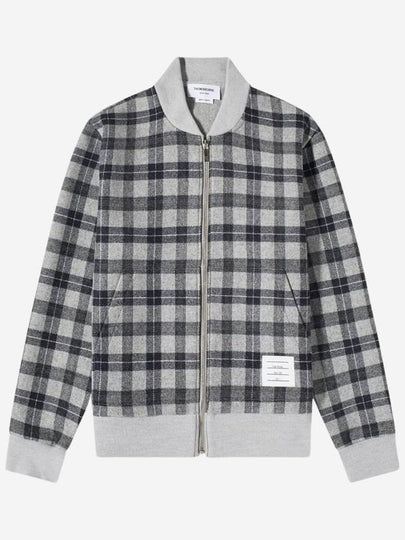 Men's Double Face Tartan Wool Bomber Jacket Grey - THOM BROWNE - BALAAN 2