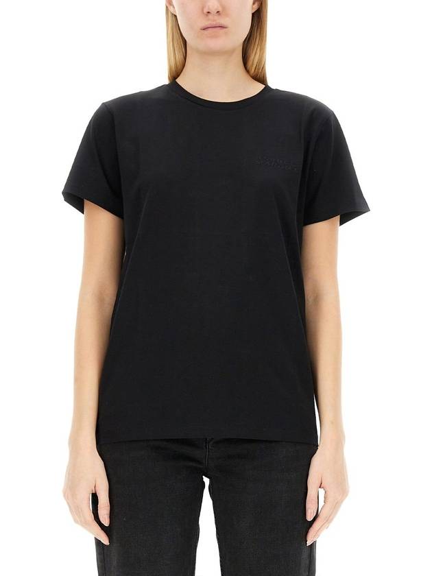 Vidal Embroidered Logo Cotton Short Sleeve T-Shirt Black - ISABEL MARANT - BALAAN 5